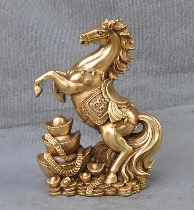 

Китайский фэн-шуй латунные богатства счастливые слитки монета Зодиак Год статуя животного лошади