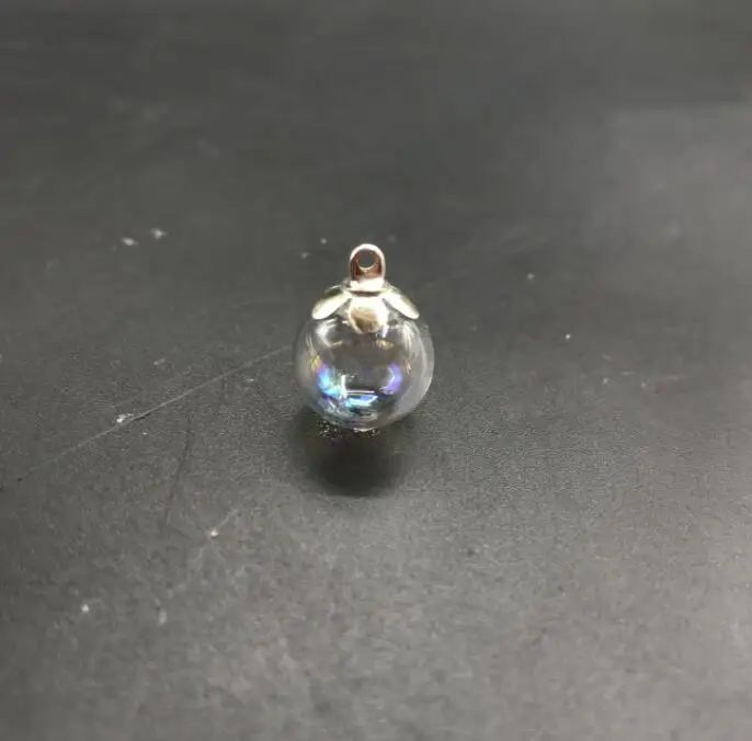 6/8/10/12/14/16/18/20/25mm Mini hollow rainbow glass ball with beads cap set orb vials pendant bottle globe jewelry | Дом и сад