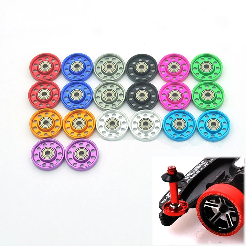 RFDTYGR  4sets  Light Strong Aluminum 13mm Rollers Self-made Parts For Tamiya Mini 4WD Colored Aluminum Guide -Wheel   95301