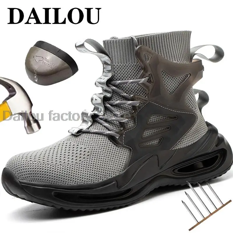 

Steel Toe Boots for Men Work Boots Lightweight Work Sneakers Industrial Sock Safety Boots Construction Winter Work Safety Shoes