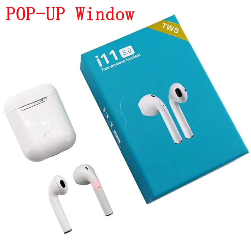 I11 TWS, беспроводные Bluetooth наушники, наушники с близнецами, Мини наушники для i11 5,0, сенсорная синяя коробка