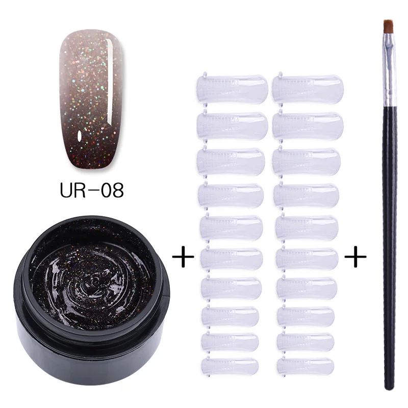3Pcs set 8 UR SUGAR 15 мл голографический Блестящий Быстрый строительный поли набор для маникюра гель-лаком тепловой поли гель продлевающий половой акт лак кончик ногтей строительный УФ-гель - Цвет: 3Pcs set 8