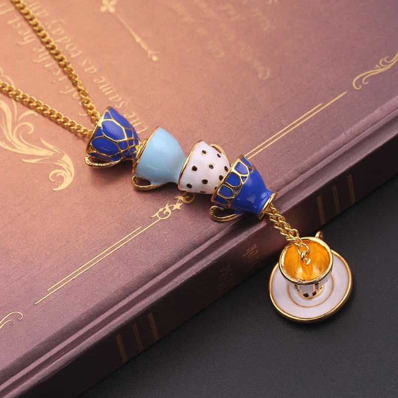 

Tea Cup Enamel Jewelry Retro Cups Pendant Necklace Fashion Necklace Women's Necklaces Unisex Long Necklaces