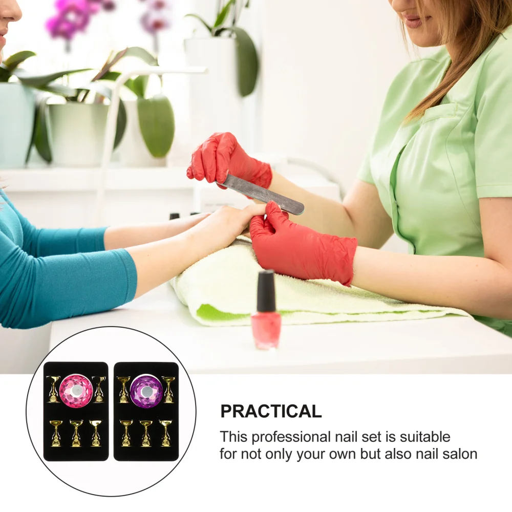 

2 Sets Nail Tips Stand Holders Nail Art Salon Crystal Stand Base Display Tools