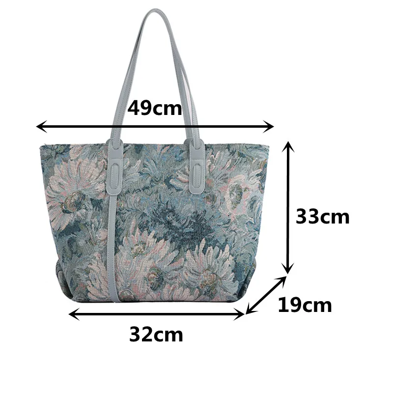 

Big Embroidered Tote Bags for Women Large Casual Canvas Female Shopper Bag Roomy Linen Handbag Ladies Flower Cloth Shoulder Bag