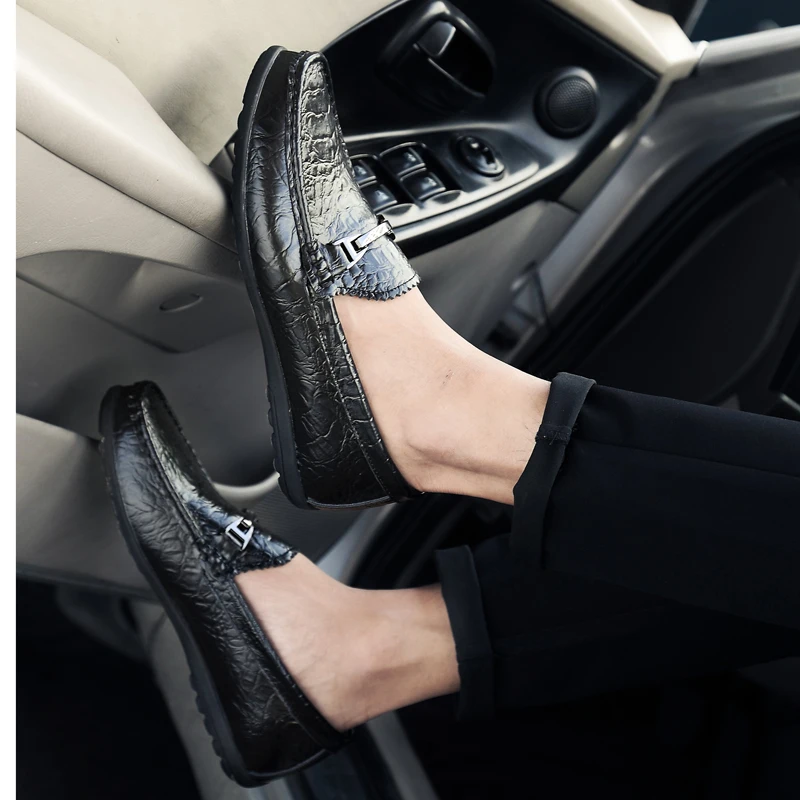 Лоферы мужские кожаные Нескользящие на плоской подошве | Обувь