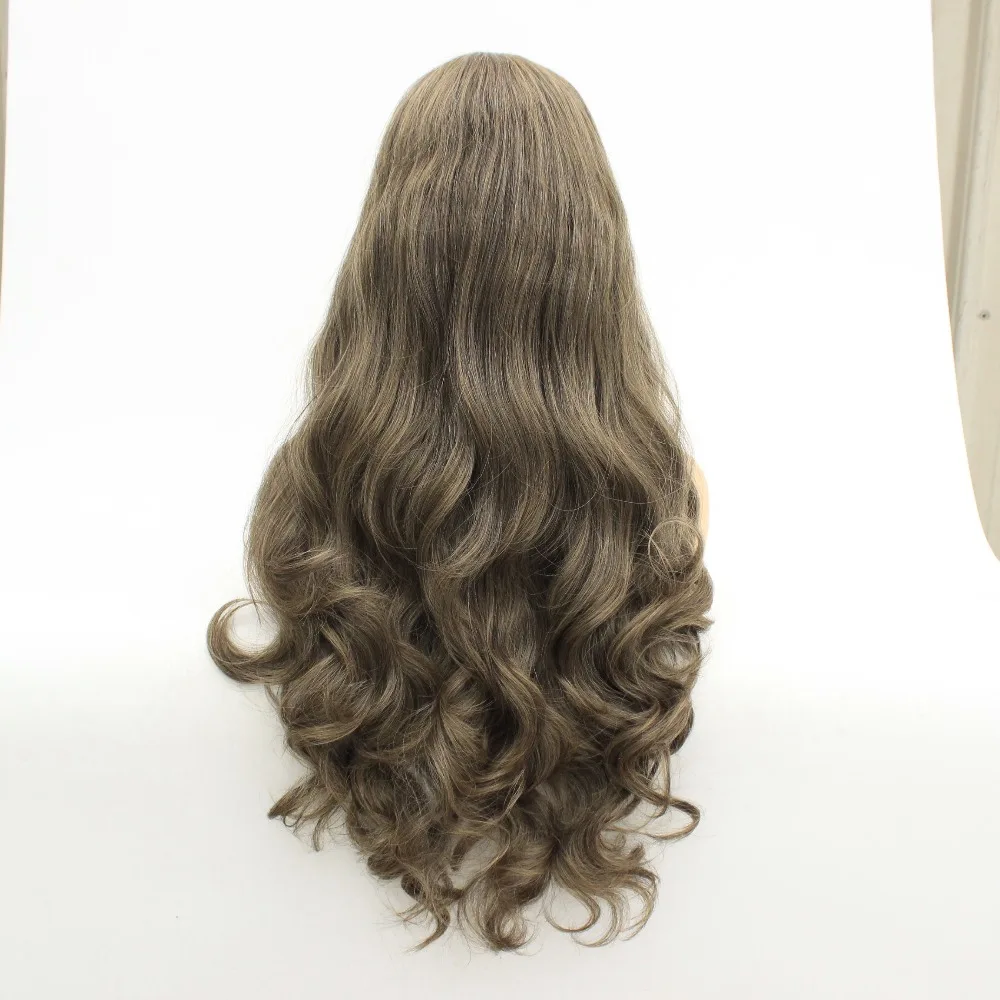 MRWIG средняя часть синтетический передний парик шнурка glueless 1b#2# длинные волнистые термостойкие волокна для женщин