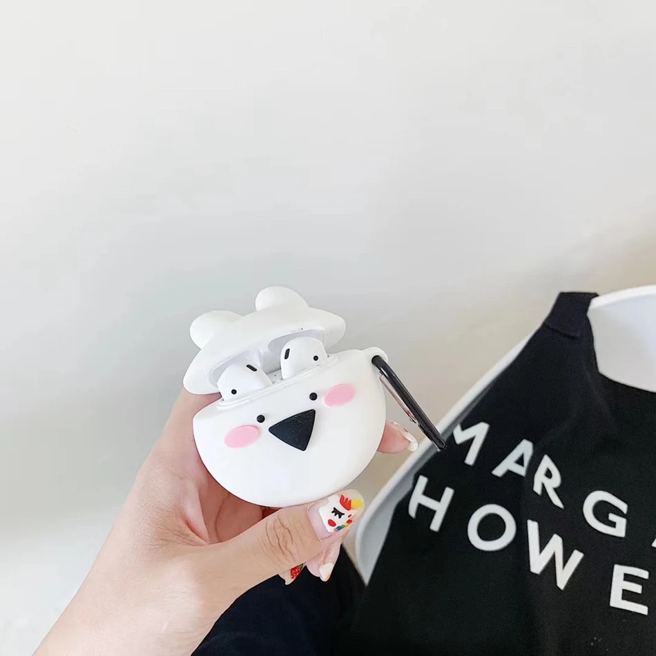 875 3D чехол для наушников для Airpods, чехол, милый силиконовый чехол с изображением собаки утки из мультфильма для Apple Air pods 2, наушники/Earpods, чехол, брелок, кольцо - Цвет: 875