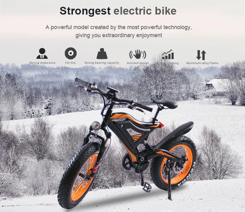 Электрический горный велосипед EZBIKE с расширенной конфигурацией, 48 В, 500 Вт, бесщеточный мотор, складной велосипед с толстыми шинами, пляжный электрический мопед
