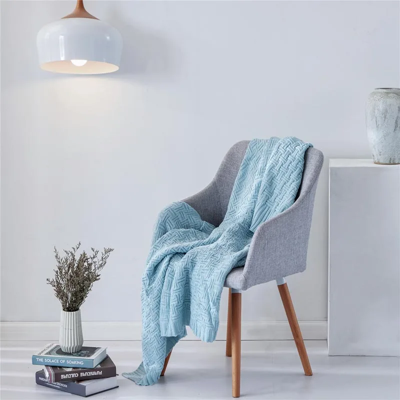 Вязаное одеяло с нитью для кровати акриловый диван декоративное покрывало