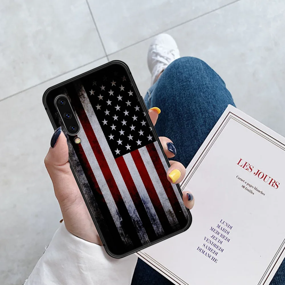 

American Flag Phone Case For Huawei P Mate 10 20 30 40 Pro Lite Smart 2019 2021 black Bumper Fashion Cell Soft Hoesjes 3D Coque