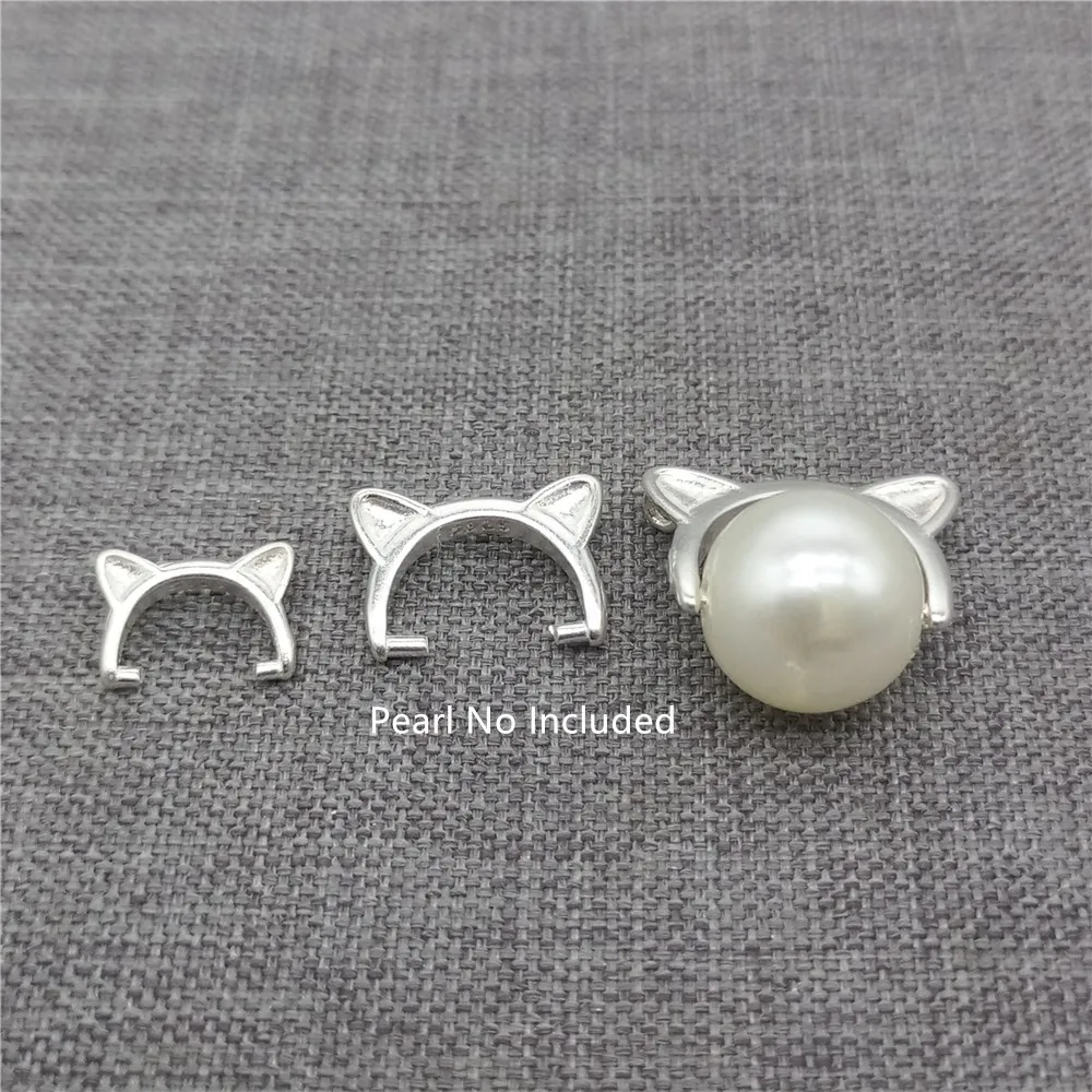 10pcs of 925 Sterling Silver Cat Pinch Bails for Pearl Jewelry Necklace Bracelet