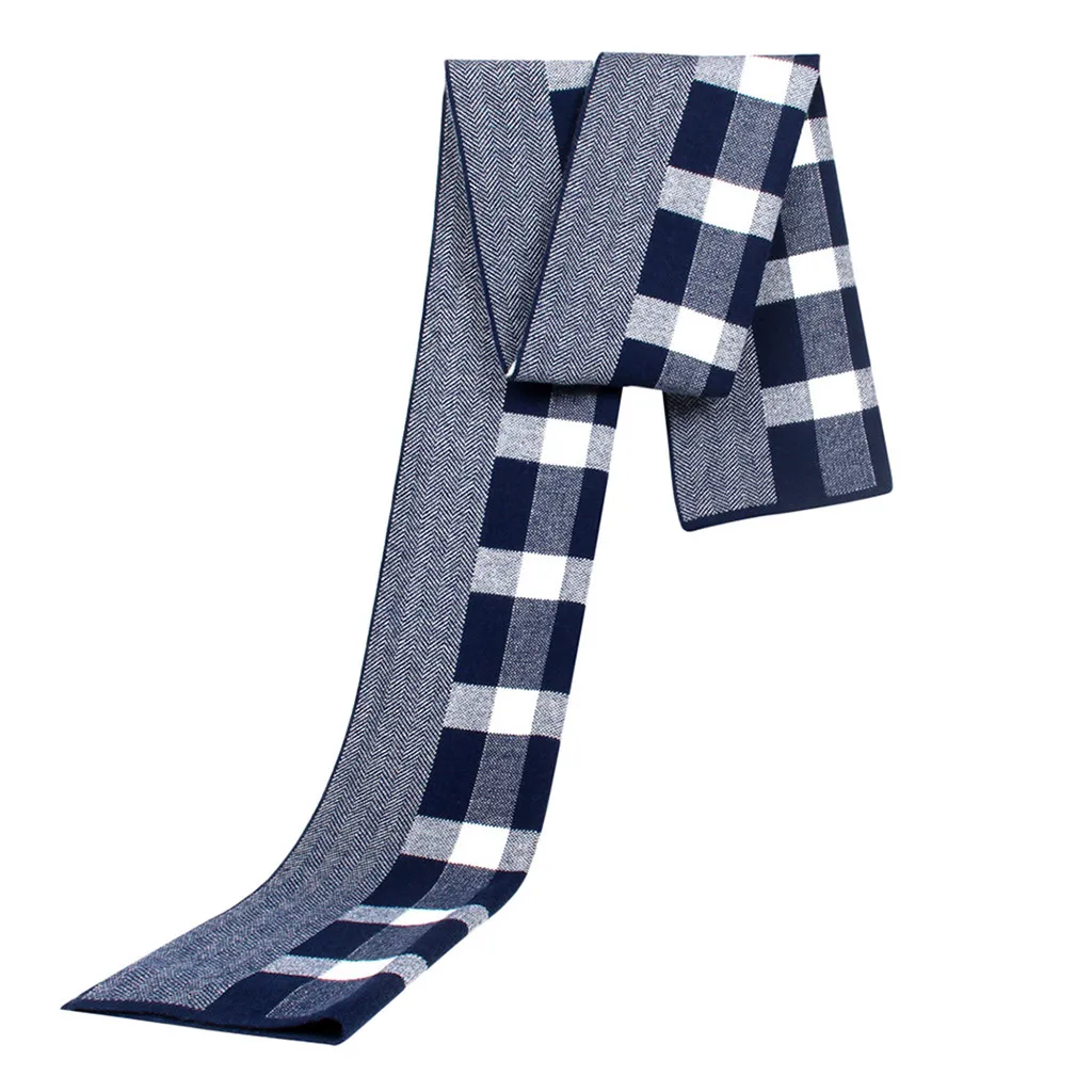 Мужские осенне-зимние шарфы с узором гусиная лапка вязаные клетчатый шарф для