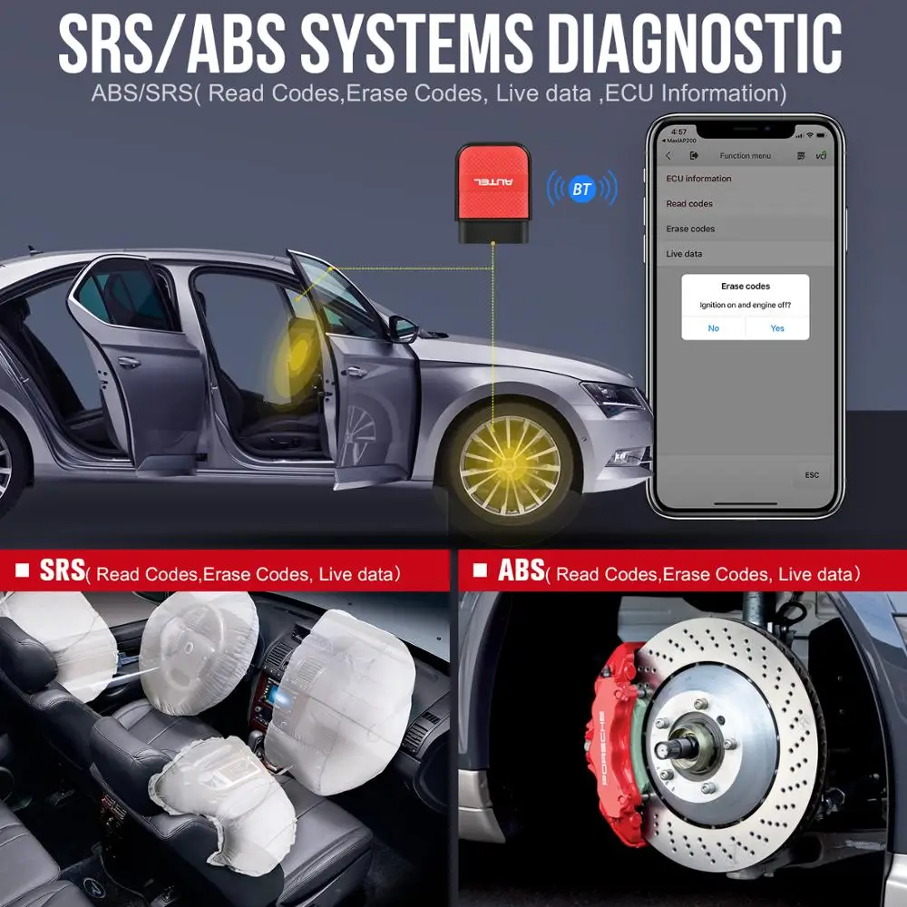 Autel AP200C Bluetooth Obd2 сканер считыватель кодов полная система диагностический