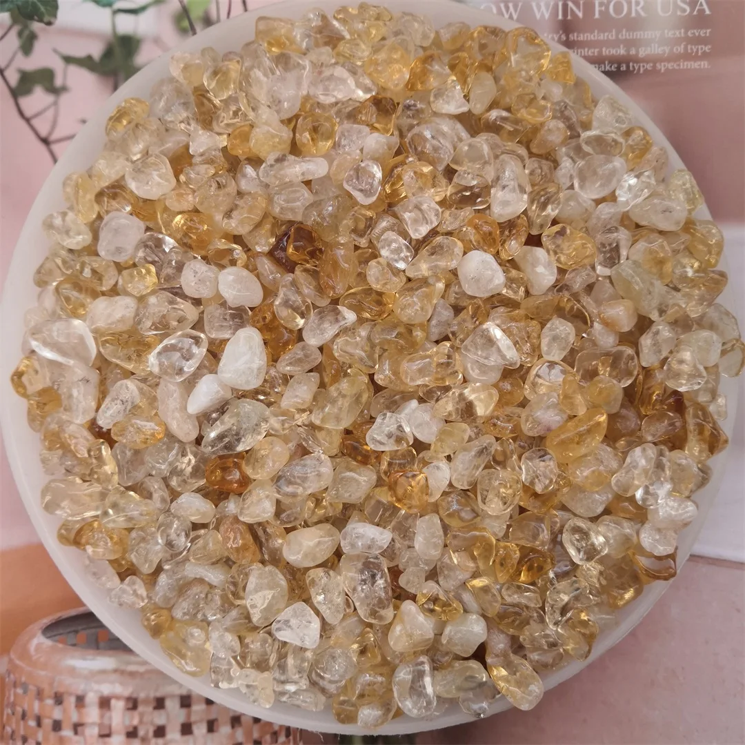 

100g Natural Crystal Gravel Citrine Yellow Quartz Gem Stone Mineral Fish Tank Bonsai Decoration Energy Stone