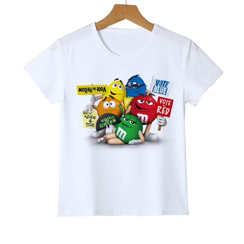 

Fashion Kid T-shirt 3D BoyGirl Chocolate Beans MM Print Funny Streetwear T Shirt Anime Short Sleeve Baby Shirts