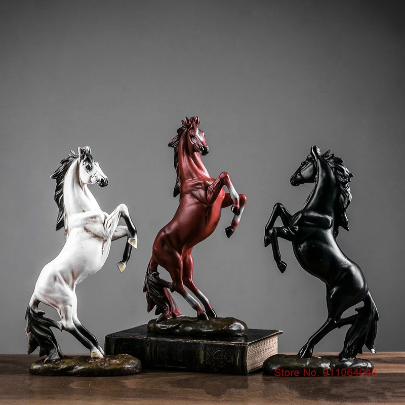 

European Fine Horse Sculpture Office Decor Steed Statue Home Decoration Accessories Resin Crafts Model Desk Ornaments Figurine