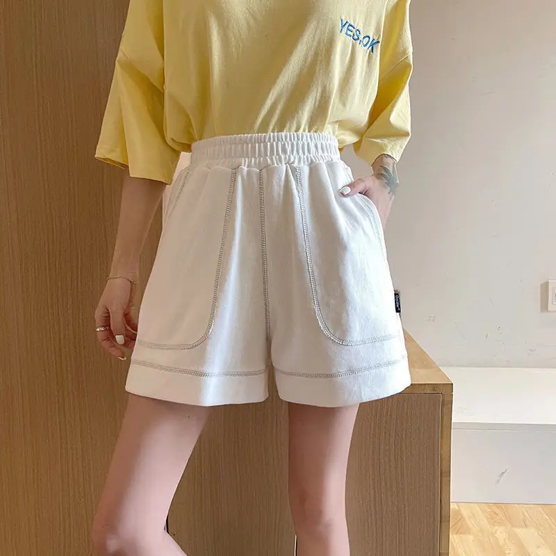 

Hong Kong style sports shorts women's summer 2021 new loose and thin casual wide leg high waist loose and thin student hot pants