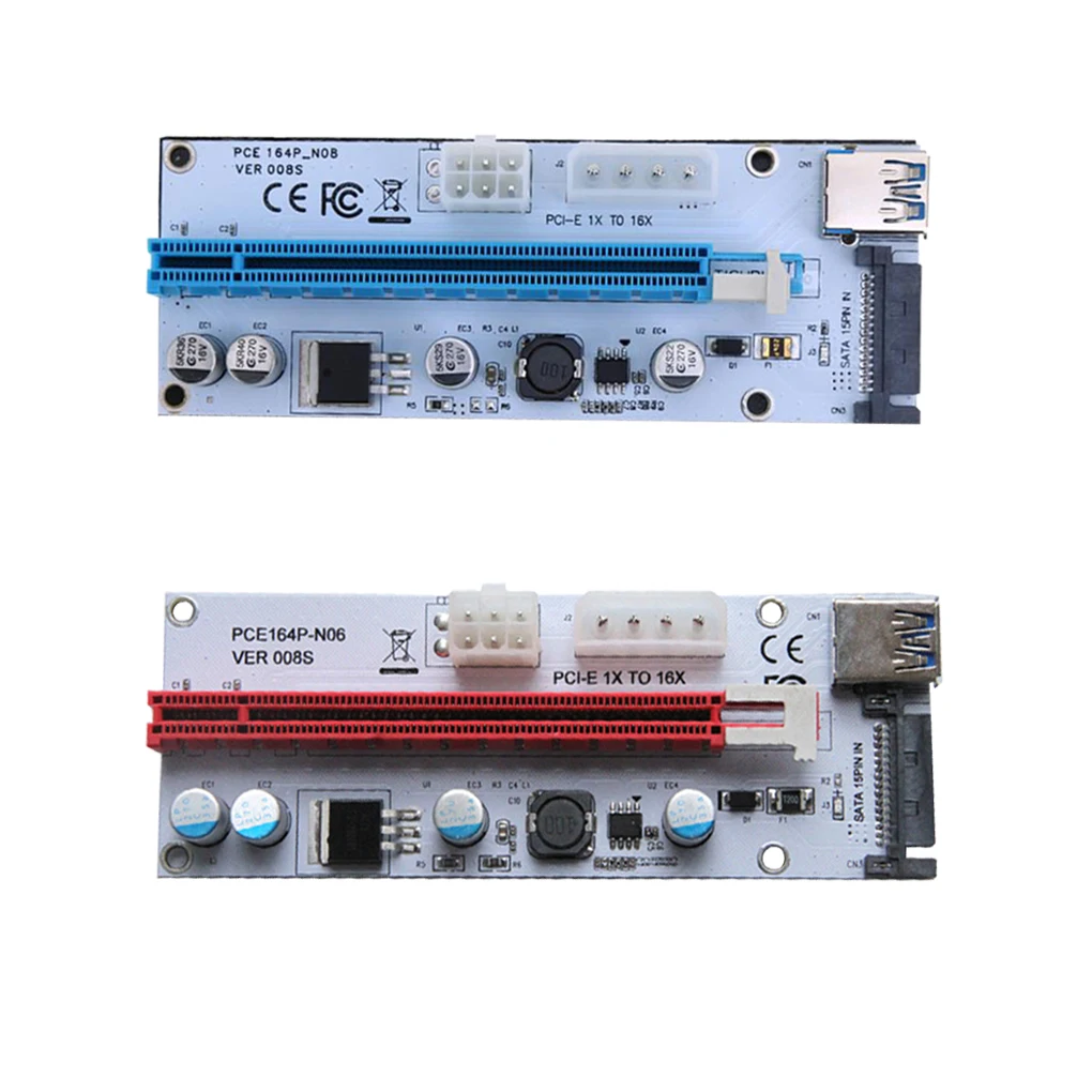 

Плата расширения PCI-E 1x до 16x, адаптер расширения GPU, карта расширения с 6-контактным 4-контактным интерфейсом SATA, синий