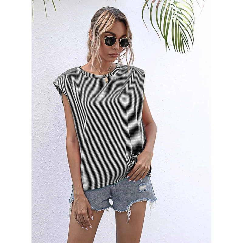 2 шт. свободные майки летний топ без рукавов женская футболка Базовая Трикотажная