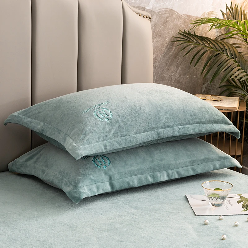 

Warm soft velvet embroidered Pillow case thicken pillow cover pillowcase pillow cases safety No zipper pillow cover Pillowcases