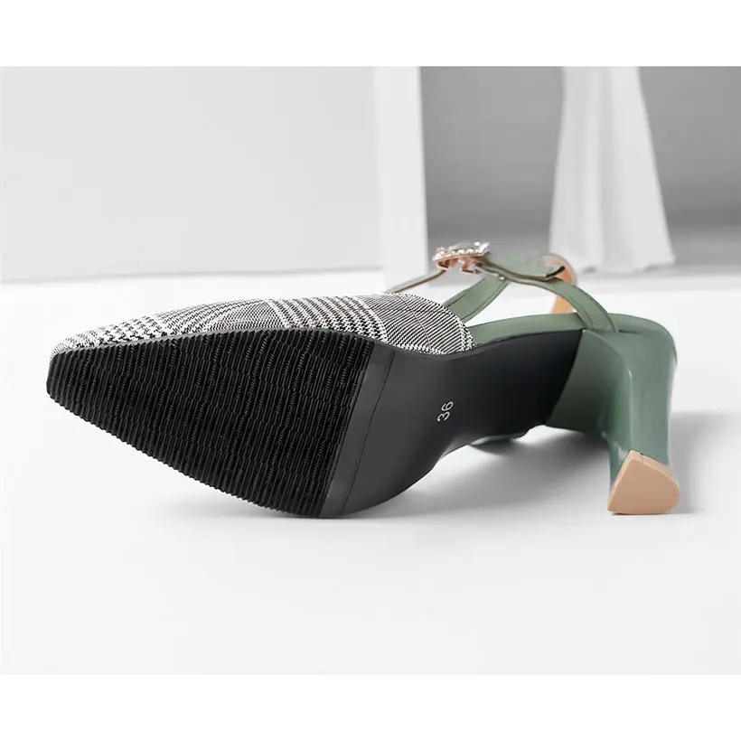 Элегантные женские сандалии на не сужающихся книзу высоких каблуках-Столбиках с