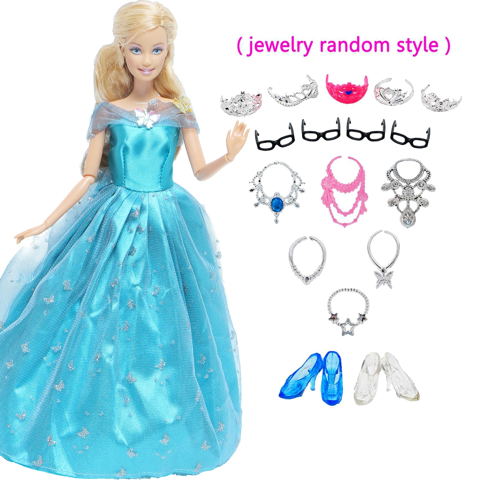 Модное Смешанное платье для свадебной вечеринки с 24 шт. ожерелья короны Обувь