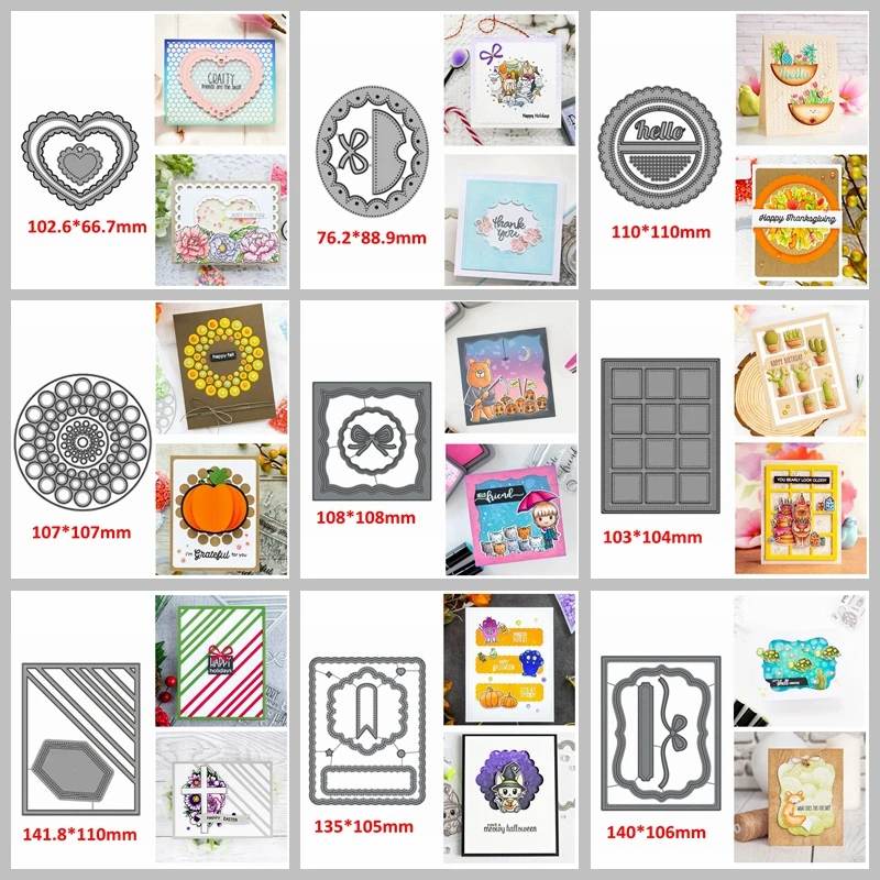 

Heart Oval Circle Square Hexagon Scalloped Edge Frame Metal Cutting Dies DIY Scrapbooking Album Cards Craft Making 2020