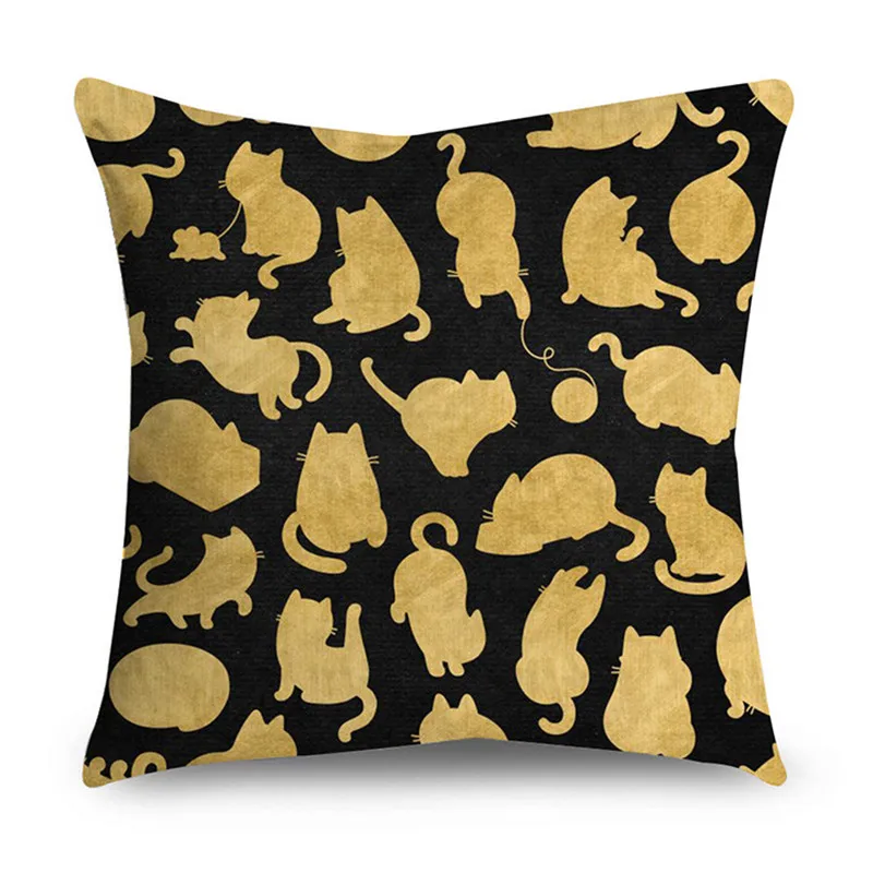 Cushion Cover Black Gold Polyester Pillow Car Decor Bedroom Color Series Fashion Element Case | Дом и сад