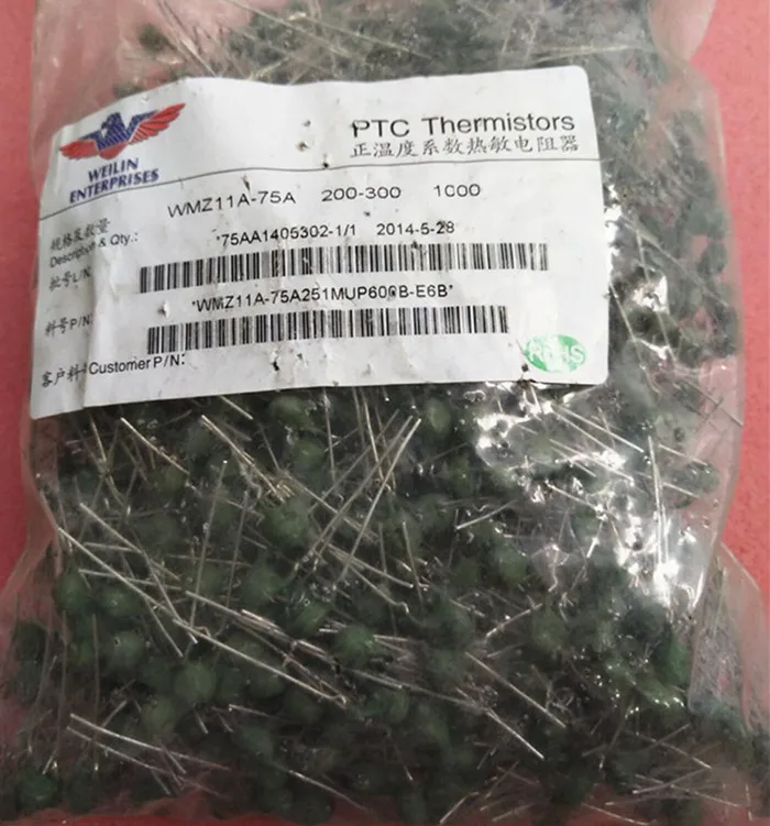 Новинка 100% оригинальный термистор 100 шт. PTC WMZ11A 75A 200R 300R диаметр 6 мм основание 5
