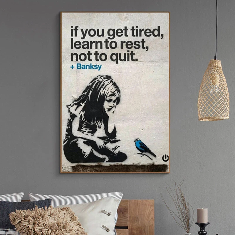 

Graffiti Street Girl Inspirational Quotes Canvas Painting Posters and Prints Cuadros Wall Art for Living Room Home Decor