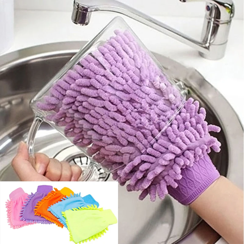 

Soft Plush Mitt Microfiber Car Casement Washing Home Cleaning Cloth Multi-function Dust Towel Glove Random Color Cleaning Towels