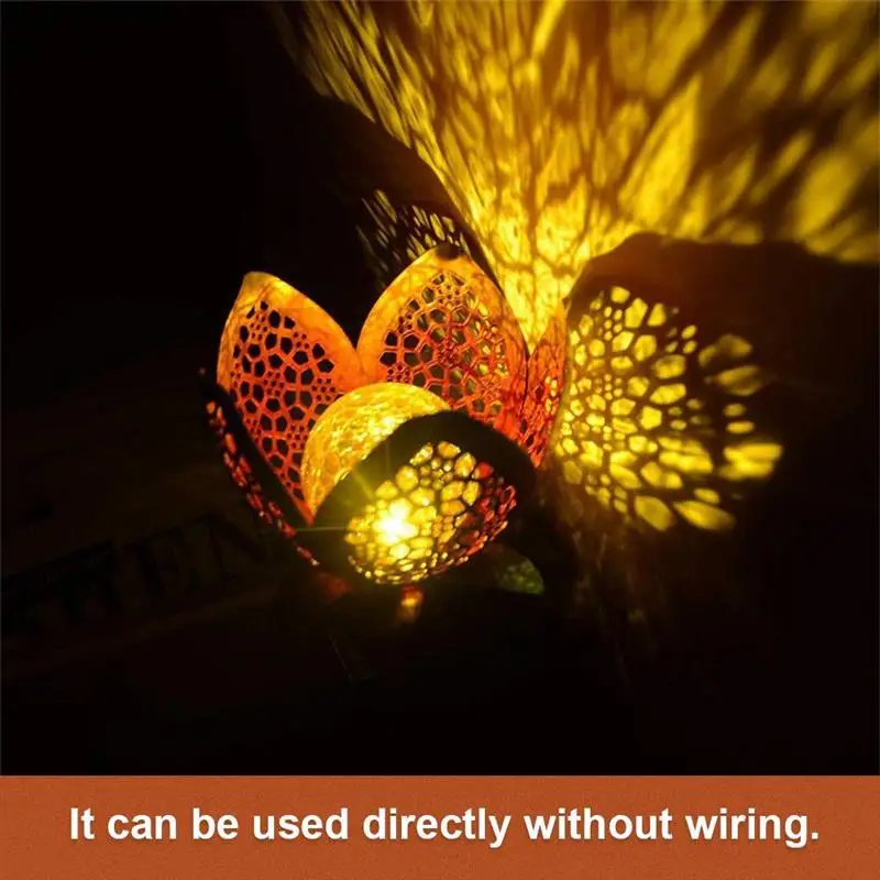 

Outdoor Solar Light Garden Landscape Lighting Retro Metal Hollow Flower LED Light Garden Solar Flower Lamp Yard Patio Decor Lamp