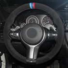 Чехол рулевого колеса автомобиля черная натуральная кожа замша для BMW M Sport F30 F31 F34 F10 F11 F07 X1 X2 X3 F25 F32 F33 F36 F48 F39