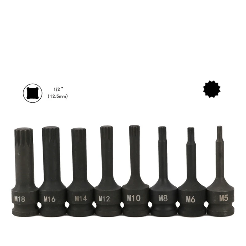 

8Pcs/Set Twelve Angle Sleeve Set Torx Bits Screwdriver Socket Woodworking Drill Drilling Pilot Holes Tools
