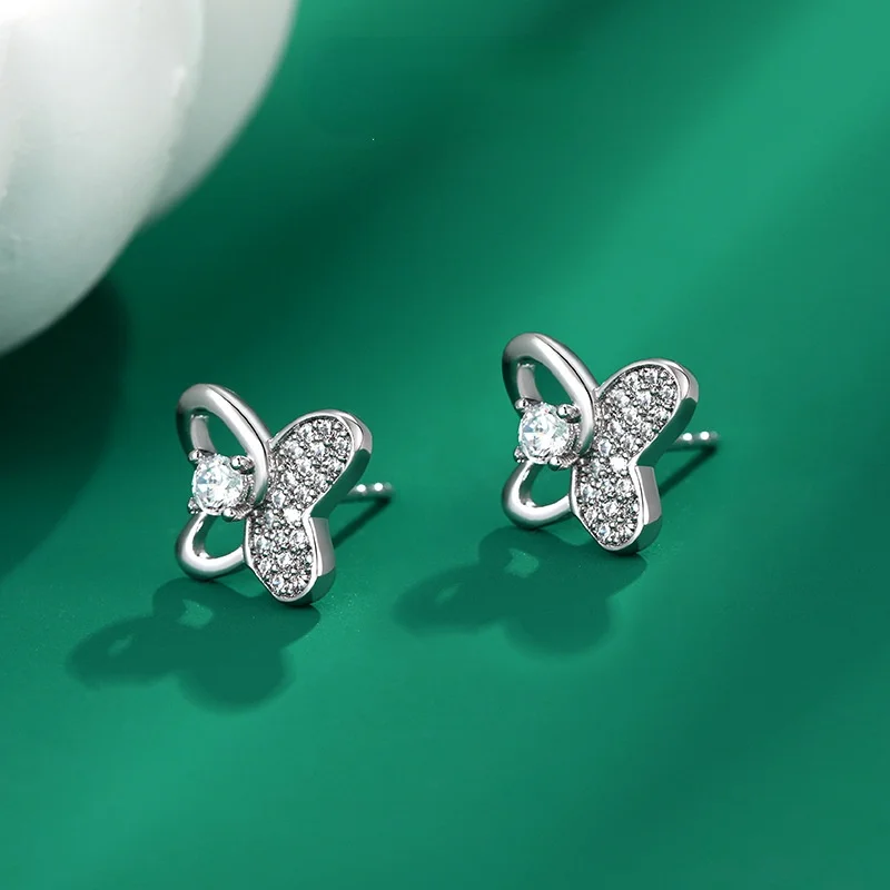 

Women's Platinum Color Earrings Wing Butterfly Earrings Sen Department of Fashion Micro Pave Zircon Earrings Female Jewelry
