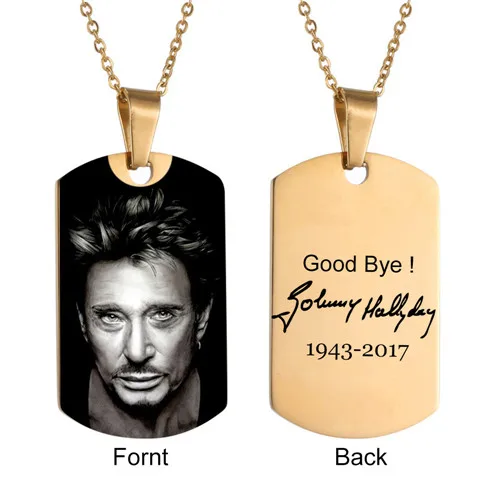 Gold 48mm tag Ожерелье с именем Джони Халлидей, на заказ, сердце, ID тег, хип-хоп, персонализированная цепочка из нержавеющей стали, золото, серебро, для женщин и мужчин, ювелирные изделия - Окраска металла: Gold 48mm tag