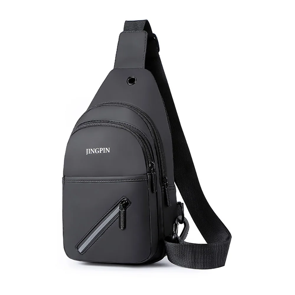 

Waterproof Oxford Men's Shoulder Bag Headphone Hole Travel Hiking Crossbody Bags For Men Large Capacity Male Chest Bags