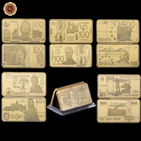 6pcs 24k gold bar fake banknote currency golden bullion metal crafts for collectible home decoration