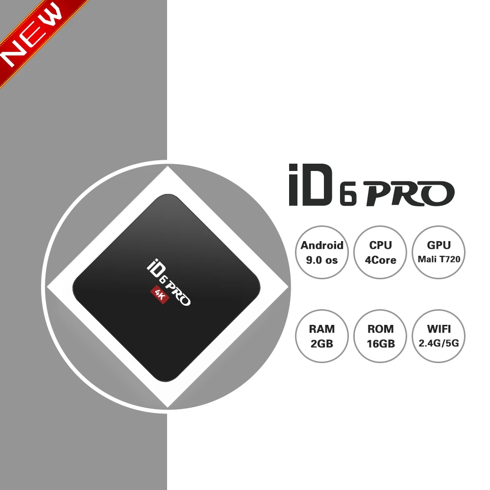 ID6PRO Android 9 0 Смарт ТВ коробка Четырехъядерный 64-bit 4 Гб 64 1080P 4K Google Play Store Netflix Youtube