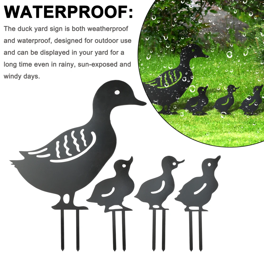 

4PCS Courtyard Decoration Garden Art Sculpture Ornament Iron Creative Cute Duck Outdoor Decorative Pile Accessories Lawn Decor