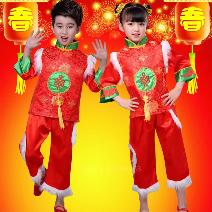 

Chinese Top Red Tang Suit Blouse Traditional Chinese Clothing for Men Kids Baby Girl Boy Jacket New Year Clothes Dance Kungfu