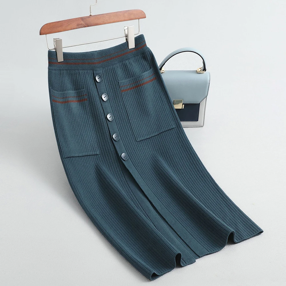 2019 Высокая талия шерстяная вязаная женская зимняя облегающая мини юбка стрейч