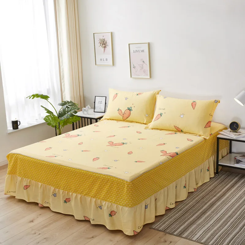 Постельное белье с юбкой из 100% хлопка наматрасник принтом в виде сердца цветов