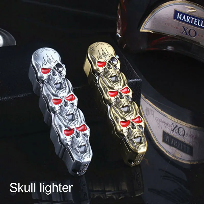 Zhenduo Ветрозащитный череп прямо в зажигалку струи пламени многоразового нож