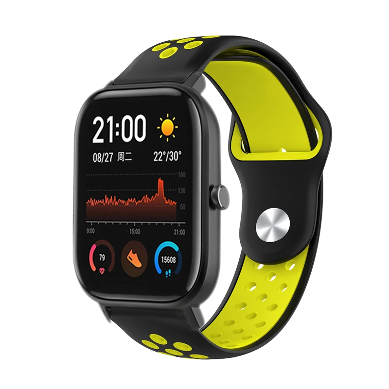 Спортивный ремешок для huami Amazfit gts/GTR 47 мм/42 мм/BIP lite/1/2/2S 20 мм/22 мм дышащий браслет