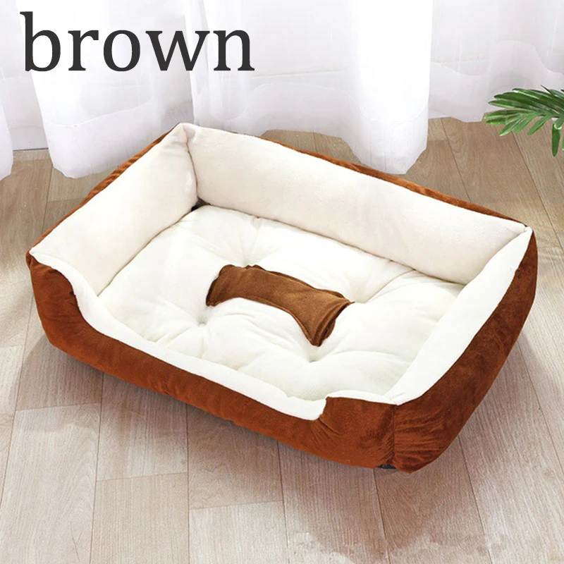 Brown S-XL, 8 цветов, с рисунком кости, диван для домашних животных, кровати для собак, водонепроницаемый мягкий теплый спальный мешок, подушка для щенка, кошка, домик для кровати, cama perro - Цвет: Brown