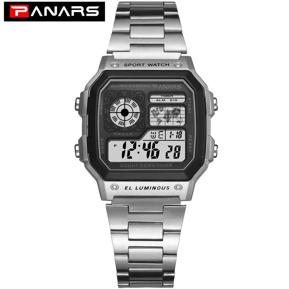 women 8130 silver PANARS часы для мужчин спортивные цифровые часы хронограф водонепроницаемые часы из нержавеющей стали бизнес наручные часы Мужские часы Relogio Masculino - Цвет: women 8130 silver
