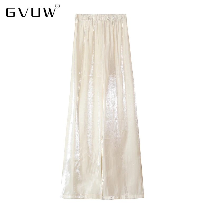 

GVUW 2021 Autumn Winter High-grade Ammonia Silk Art Satin Women's Wide Leg High Waist Casual Wide Leg Trousers Women's KB7897