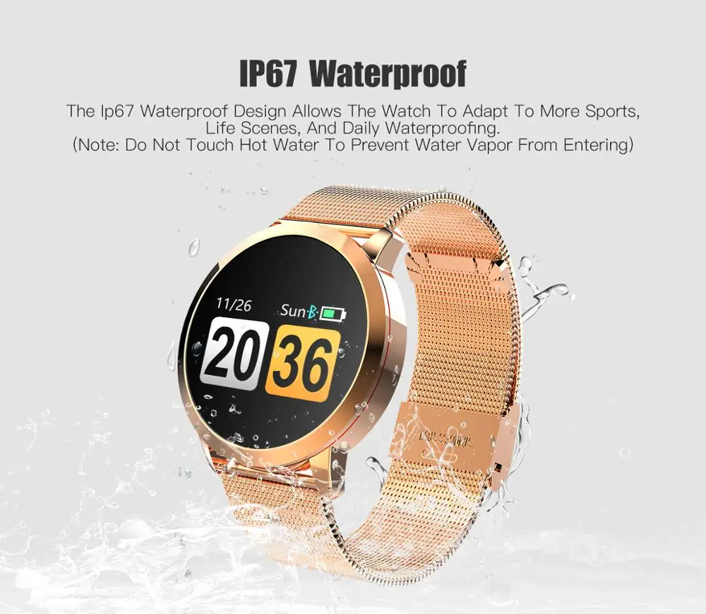 Q8 Смарт часы IP67 водонепроницаемые Bluetooth 4 0 smartband сердечный ритм женские для Android ios